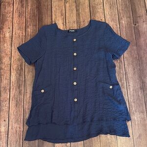 Papa Vancouver Flowy Blue Short Sleeve Top Sz